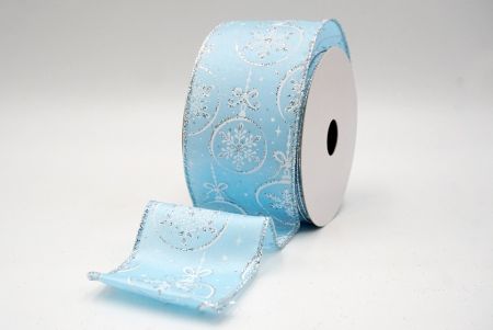 Sky Blue_Snowflakes Ornament Wired Ribbon_KF8671G-12