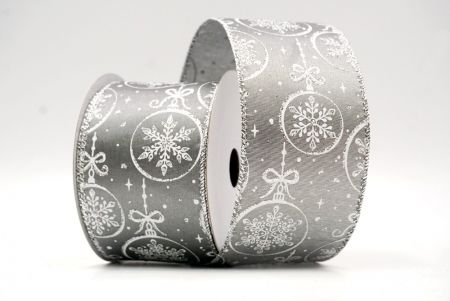 Gray_Snowflakes Ornament Wired Ribbon_KF8671G-50