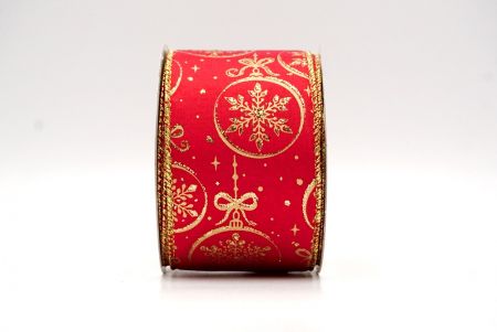 Rood/Gouden_Sneeuwvlokken Ornament Draadlint_KF8672G-7G