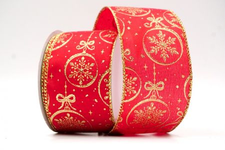 Rood/Gouden_Sneeuwvlokken Ornament Draadlint_KF8672G-7G