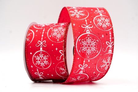 Ruban en fil avec ornement flocons de neige rouge en KF8673GR-7R