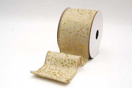 Natural Brown Christmas Glitter Polka Dots Wired Ribbon_KF8675GC-13-183