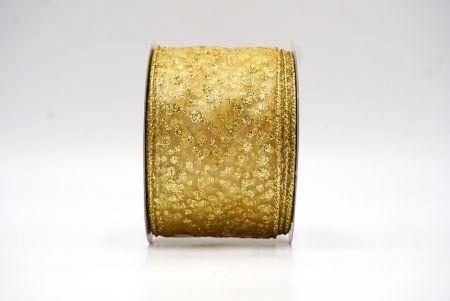 Gold Christmas Glitter Polka Dots Wired Ribbon_KF8676G-13