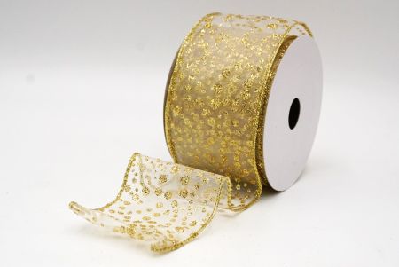 Nastro di Raso con Pois Glitter Natale Bianco-Oro_KF8676G-1G