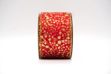 Rood-Goud Kerst Glitter Polka Dots Draadlint_KF8676G-7