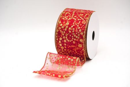 Nastro di Raso con Pois Glitter Natale Rosso-Oro_KF8676G-7