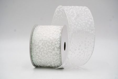 White Christmas Glitter Polka Dots Wired Ribbon_KF8677GN-1