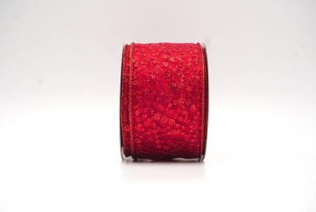 Ruban en fil câblé à pois pailletés rouge-rouge pour Noël_KF8678GR-7R