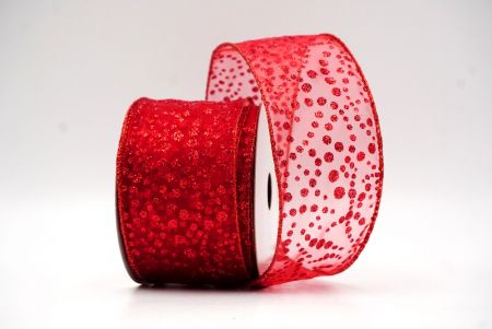 Red-Red Christmas Glitter Polka Dots Wired Ribbon_KF8678GR-7R