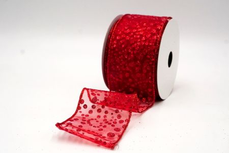 Red-Red Christmas Glitter Polka Dots Wired Ribbon_KF8678GR-7R