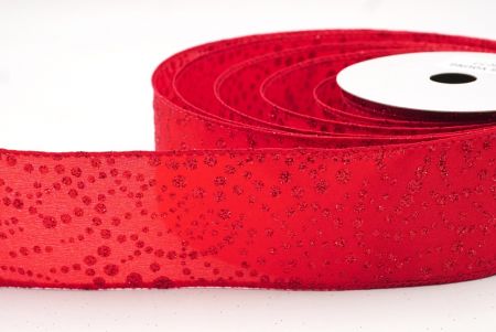 Red Christmas Glitter Polka Dots Wired Ribbon_KF8679GC-7-7