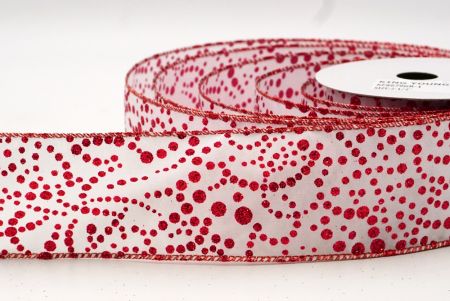 Nastro di Raso con Pois Glitter Natale Bianco/Rosso_KF8679GR-1