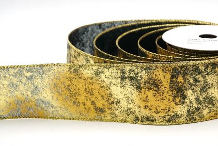 Gold/Black Wired Ribbon with Metallic Foil detail in a Cracked Lamé design_KF8680G-3