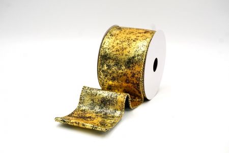 Gold/Black Wired Ribbon with Metallic Foil detail in a Cracked Lamé design_KF8680G-3