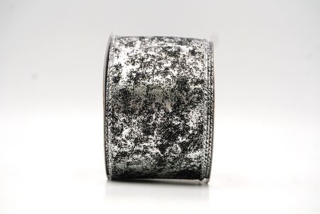 Silver/Black Wired Ribbon with Metallic Foil detail in a Cracked Lamé design_KF8680G-53