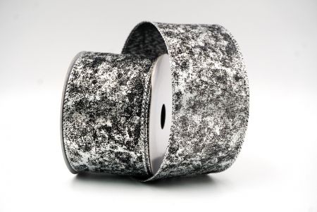 Silver/Black Wired Ribbon with Metallic Foil detail in a Cracked Lamé design_KF8680G-53