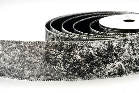 Silber/Schwarz Drahtband mit metallischen Folien-Details im Cracked Lamé-Design_KF8680G-53