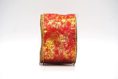 Gold/Red Wired Ribbon with Metallic Foil detail in a Cracked Lamé design_KF8680G-7