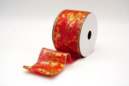 Gold/Red Wired Ribbon with Metallic Foil detail in a Cracked Lamé design_KF8680G-7