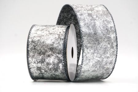 Silver/Gray Wired Ribbon with Metallic Foil detail in a Cracked Lamé design_KF8680GC-50-123