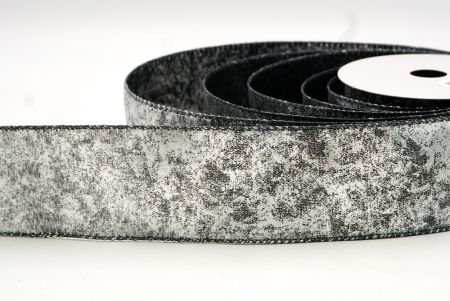 Silver/Gray Wired Ribbon with Metallic Foil detail in a Cracked Lamé design_KF8680GC-50-123