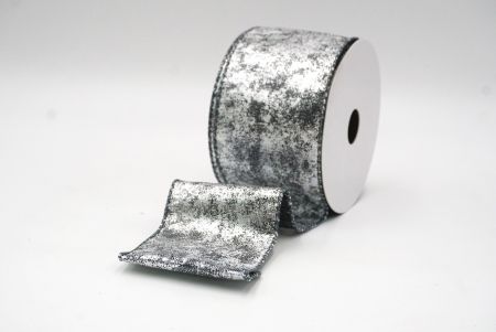 Silver/Gray Wired Ribbon with Metallic Foil detail in a Cracked Lamé design_KF8680GC-50-123