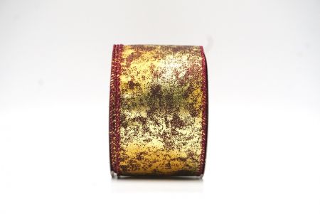 Gold/Burgundy Wired Ribbon with Metallic Foil detail in a Cracked Lamé design_KF8680GC-8-8