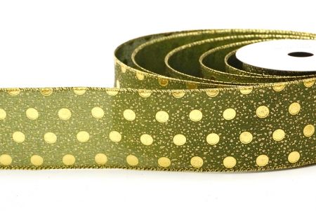 Matcha groen Metallic Folie Polka Dots Draadlint_KF8681G-15