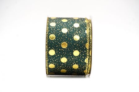 Green Metallic Foil Polka Dots Wired Ribbon_KF8681G-3