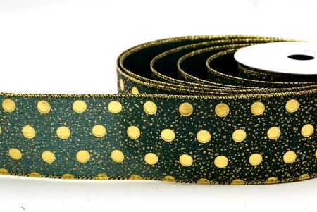 Groen Metallic Folie Polka Dots Draadlint_KF8681G-3