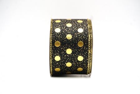 Gouden/Zwarte Metallic Folie Polka Dots Draadlint_KF8681G-53G