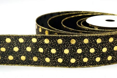 Gold/schwarze Metallicfolie mit Punkten Drahtband_KF8681G-53G