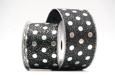 Zilver/Zwart Metallic Folie Polka Dots Draadlint_KF8681G-53