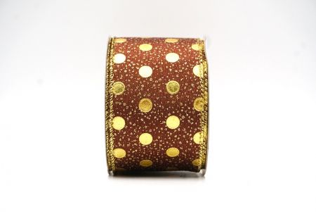 Aurum/Brown Metallicum Folium Polka Maculae Filum Ribbons_KF8681G-58