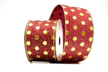 Bordeaux Metallic Folie Polka Dots Draadlint_KF8681G-8