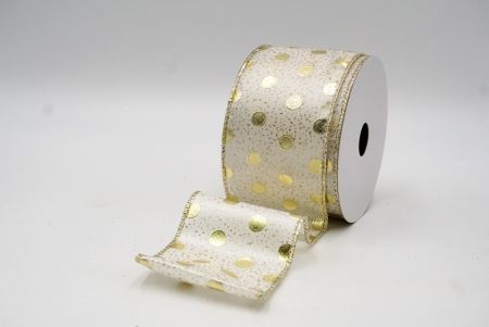 Crème Witte Metallic Folie Polka Dots Draadlint_KF8681GV-2