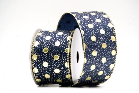 Marineblauwe Metallic Folie Polka Dots Draadlint_KF8681GV-4