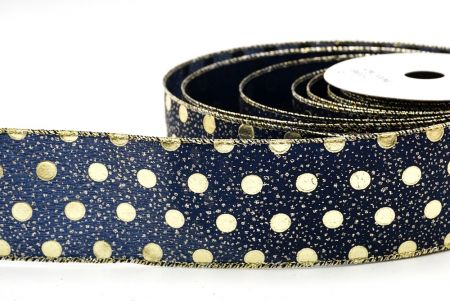 Navy Caeruleum Metallicum Folium Polka Maculae Filum Ribbons_KF8681GV-4