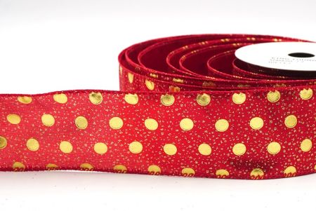 Rubrum Metallicum Folium Polka Maculae Filum Ribbons_KF8682GC-7-7