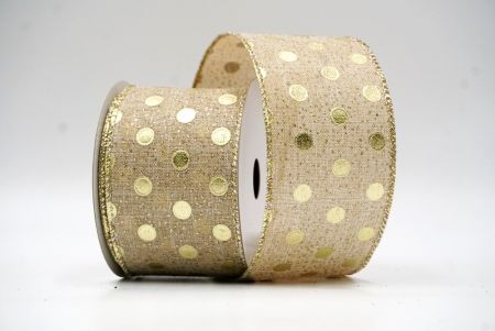 Lichtbruine Metallic Folie Polka Dots Draadlint_KF8683GV-13