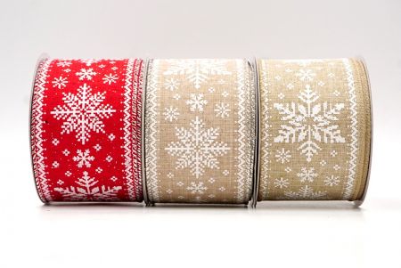 Knit Printed Snowflakes Wired Ribbon_KF8684.KF8685.KF8686.KF8687.KF8688