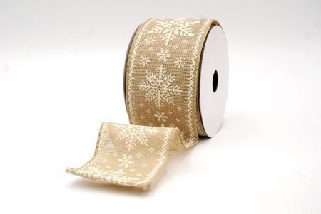 Khaki_Knit Printed Snowflakes Wired Ribbon_KF8684GC-13-183