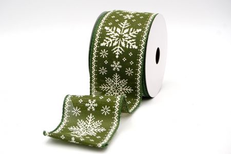 Green_Knit Printed Snowflakes Wired Ribbon_KF8684GC-3-127