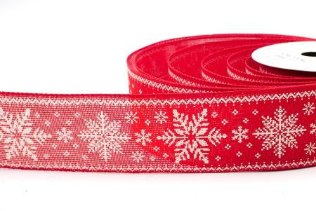 Red_Knit Printed Snowflakes Wired Ribbon_KF8684GC-7-7