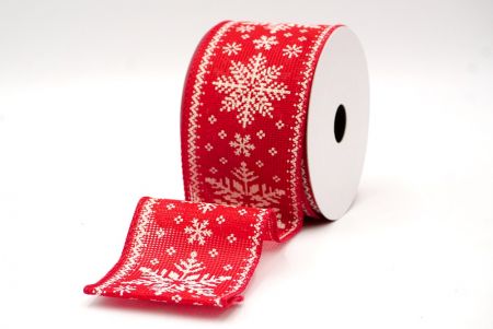 Red_Knit Printed Snowflakes Wired Ribbon_KF8684GC-7-7