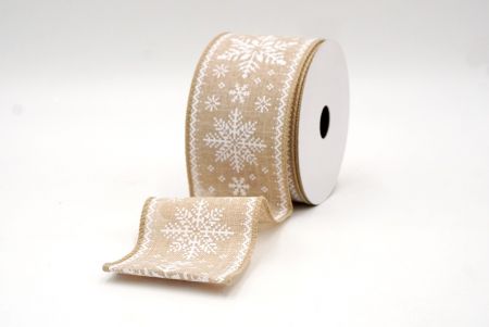 Khaki_Knit Printed Snowflakes Wired Ribbon_KF8685GC-13-183