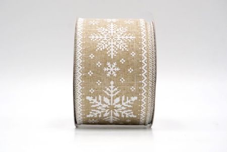 Natural_Knit Printed Snowflakes Wired Ribbon_KF8685GC-14-1