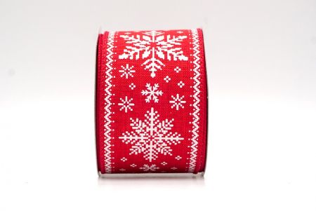 Red_Knit Printed Snowflakes Wired Ribbon_KF8685GC-7-7