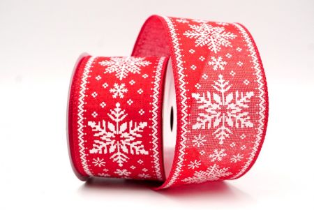 Red_Knit Printed Snowflakes Wired Ribbon_KF8685GC-7-7