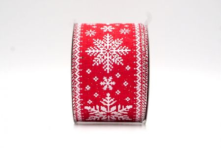 Rot/Silber_Gestrickte bedruckte Schneeflocken Drahtband_KF8686G-7